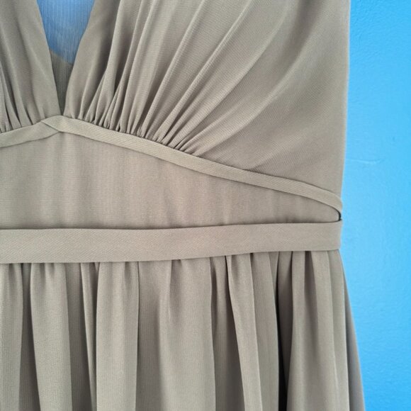 Formal Evening Fancy Dress Gray Sweatheart Deep Neck Line Chiffon Maxi - Sz 8 - Picture 6 of 10